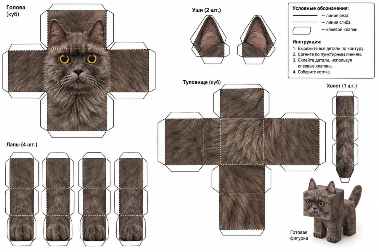The original papercraft template with numbered problem markers